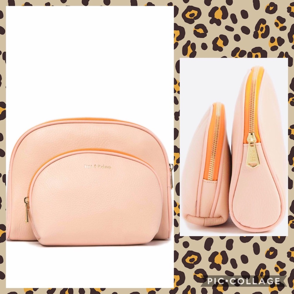 ⭐️2 PC⭐️NWT⭐️All Leather Makeup Bag Set